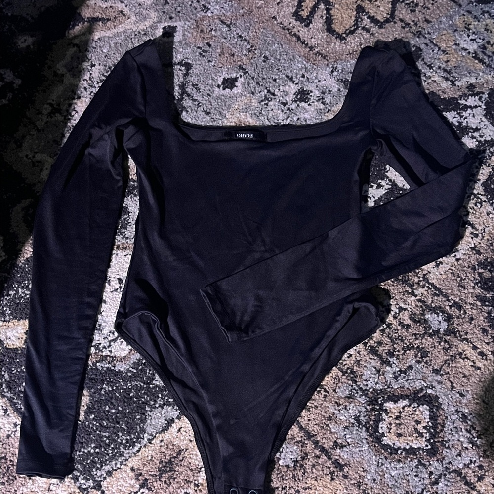 Forever 21 Black Long Sleeve Bodysuit